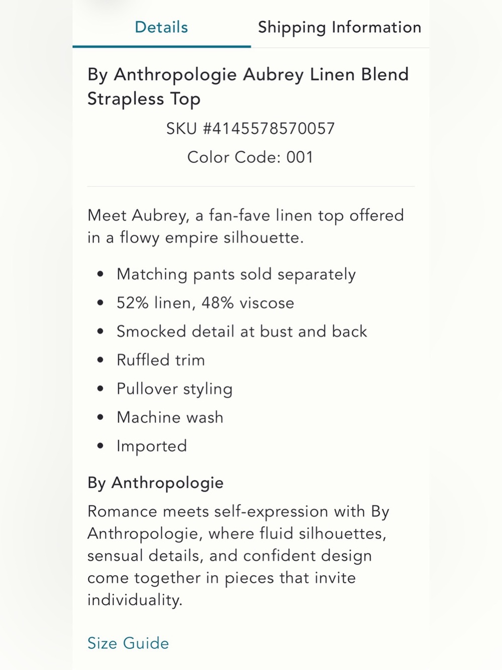 NWT Anthropologie strapless top - Picture 11 of 11